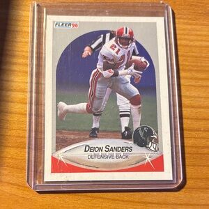 NFL Fleer 90 Deion Sanders Card - Red and White